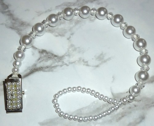 Classic white pearl - pearl, diamante