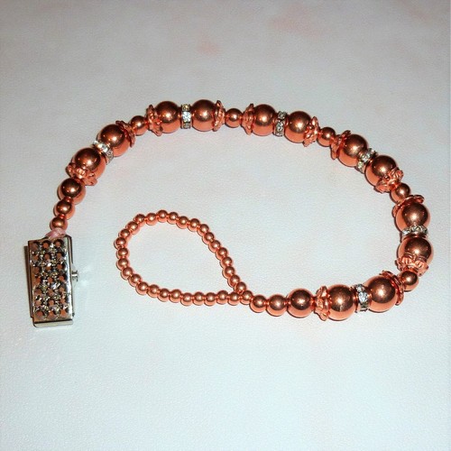 Rose gold metallic diamante - gold,