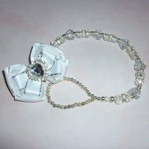 Silver white diamante heart - silver,