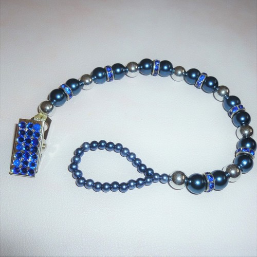 Blue pearl silver - pearl, diamante